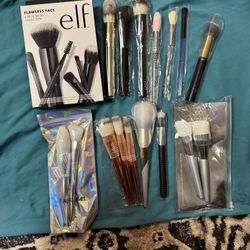 Lot of Brand New Makeup Brushes, Micellar Water, and Turnable Makeup Brush Holder/stand 