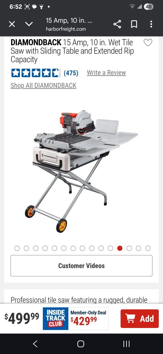 15amp 10 Inch Wet Tile Saw