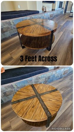 Round wooden coffee table