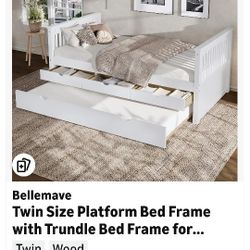 White Twin Daybed with Pull-Out Trundle & Storage Drawers – Good Conditio