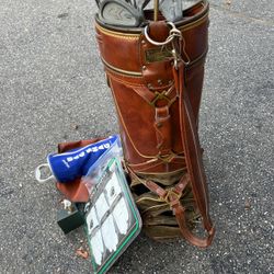 vintage Spaulding leather golf bag