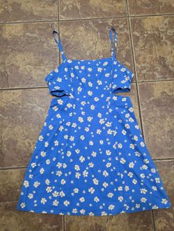 Zara Blue Floral Mini Dress with Cutouts Size Small