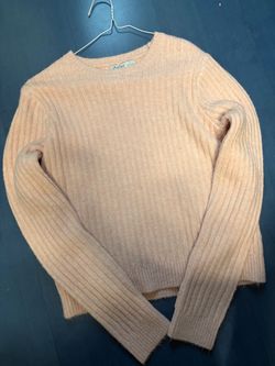 Light Pink Ribbed Knit Crewneck Sweater