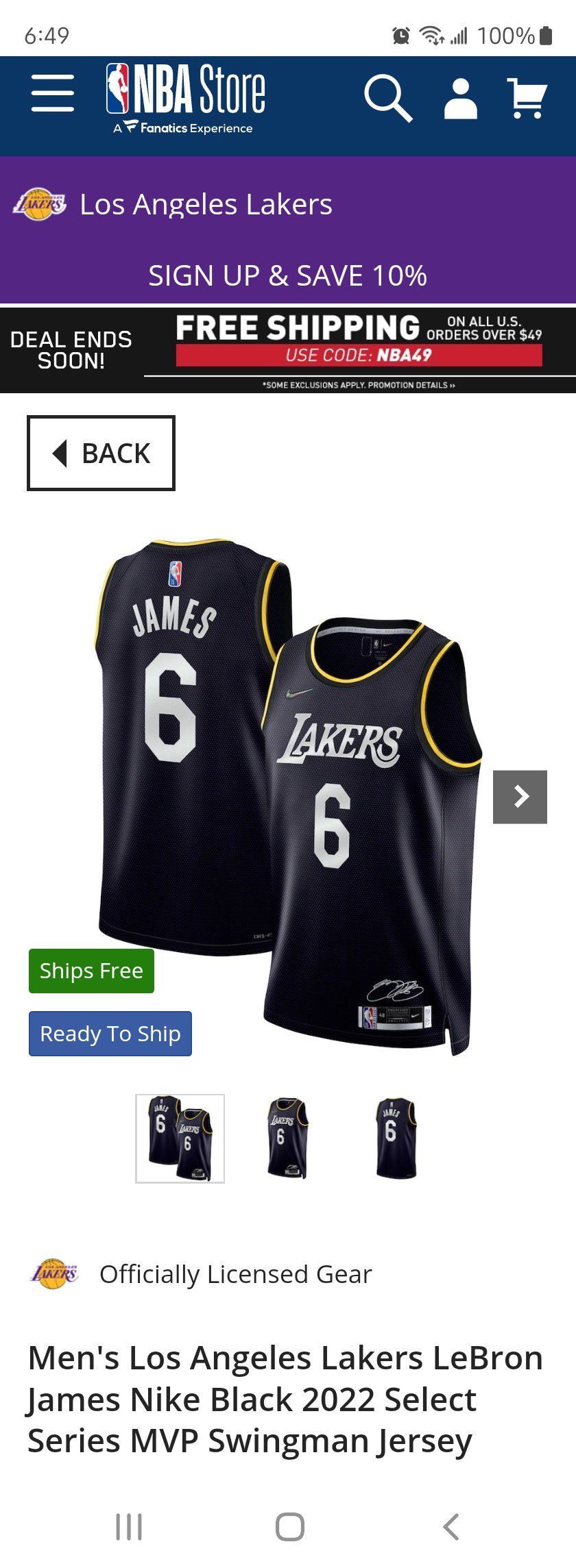 Nike NBA Lakers Lebron James Swingman Jersey Black Men's - SS23 - US