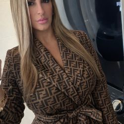 Fendi lightweight jacket looks like it will fit one size fit all model on the photo is wearing large