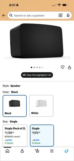 Sonos Five - Black - Wireless HiFi Speaker