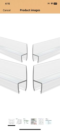 4-Pack Frameless Shower Door Side Seal Strip Shower Door Bottom Seal Shower Door Sweep for 3/8 Inch Thick Glass, Vertical H-Type Glass Door Seal Stop
