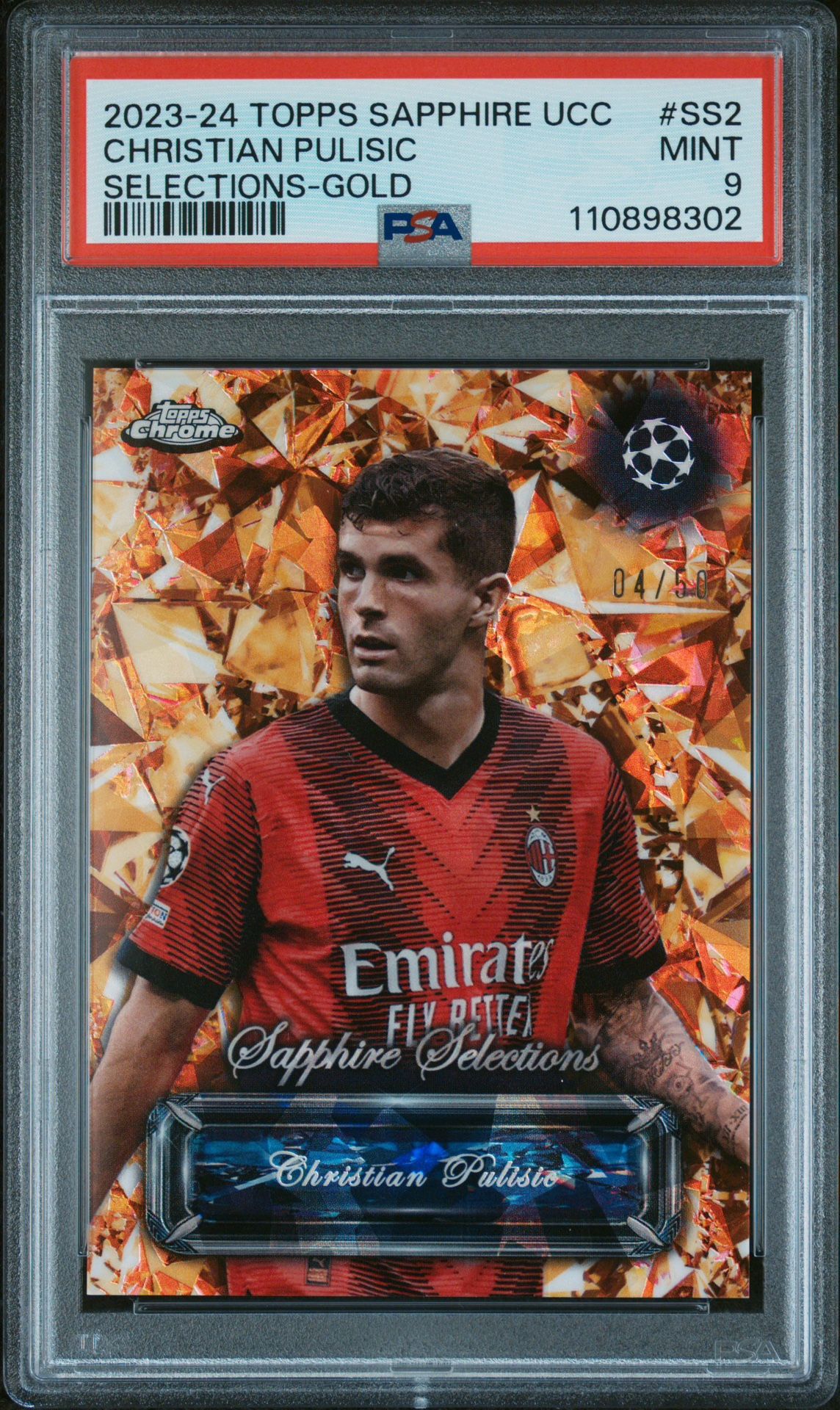 2023 Topps Sapphire UCC Christian Pulisic Selections Gold #SS2 PSA 9 AC Milan