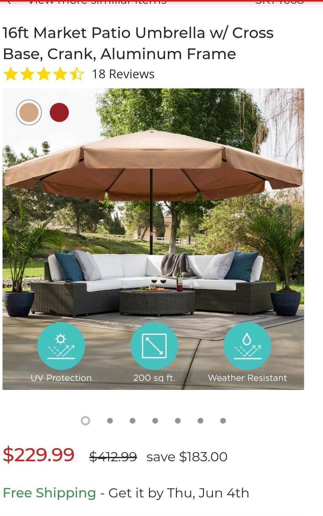 16 ft market patio umbrella with cross base,crank, alluminium frame