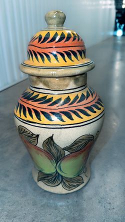 Hand Painted Vase Urn with  Removable Lid Home Decor