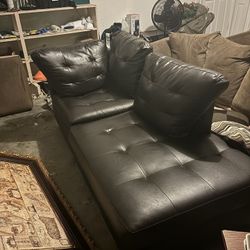 Black Faux Leather Love Seat Sofa
