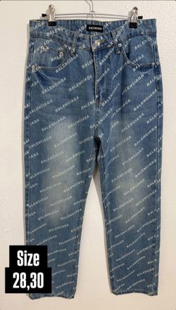BALENCIAGA ALLOVER LOGO DENIM JEANS NEW COLLECTION