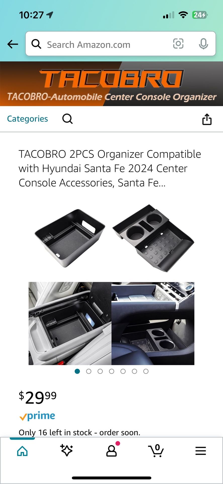 Brand New 2024 Hyundai Santa Fe Center Council Organizer/Cupholder.