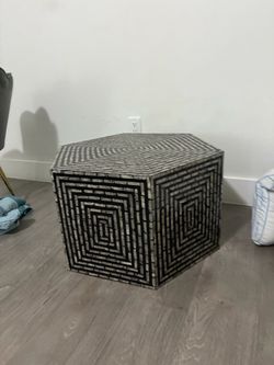 Hexagonal mother of pearl Inlay Side Table