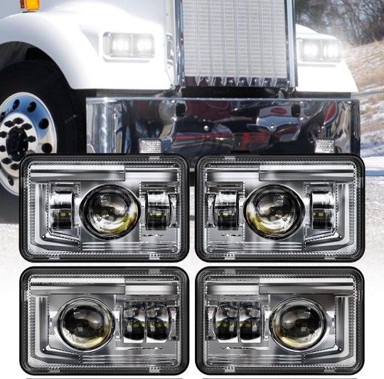 BICYACO 4 PCS DOT 4x6 Inch LED Headlights
