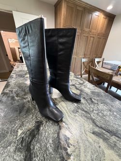 Aldo Lille Black Leather Knee-High Boots