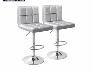 Homall Bar Stools Modern PU Leather Adjustable Swivel Barstools, Armless Hydraulic Kitchen Counter Bar Stool Extra Height Square Island Barstool with 