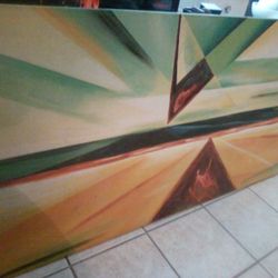 Yellow Orange Blue Portrait Abstract Canvas Wall Art Large 