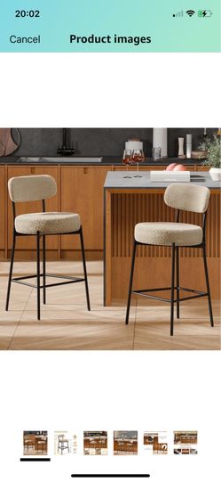 24'' Bar Stools Set of 2, for Kitchen Island. Light Brown