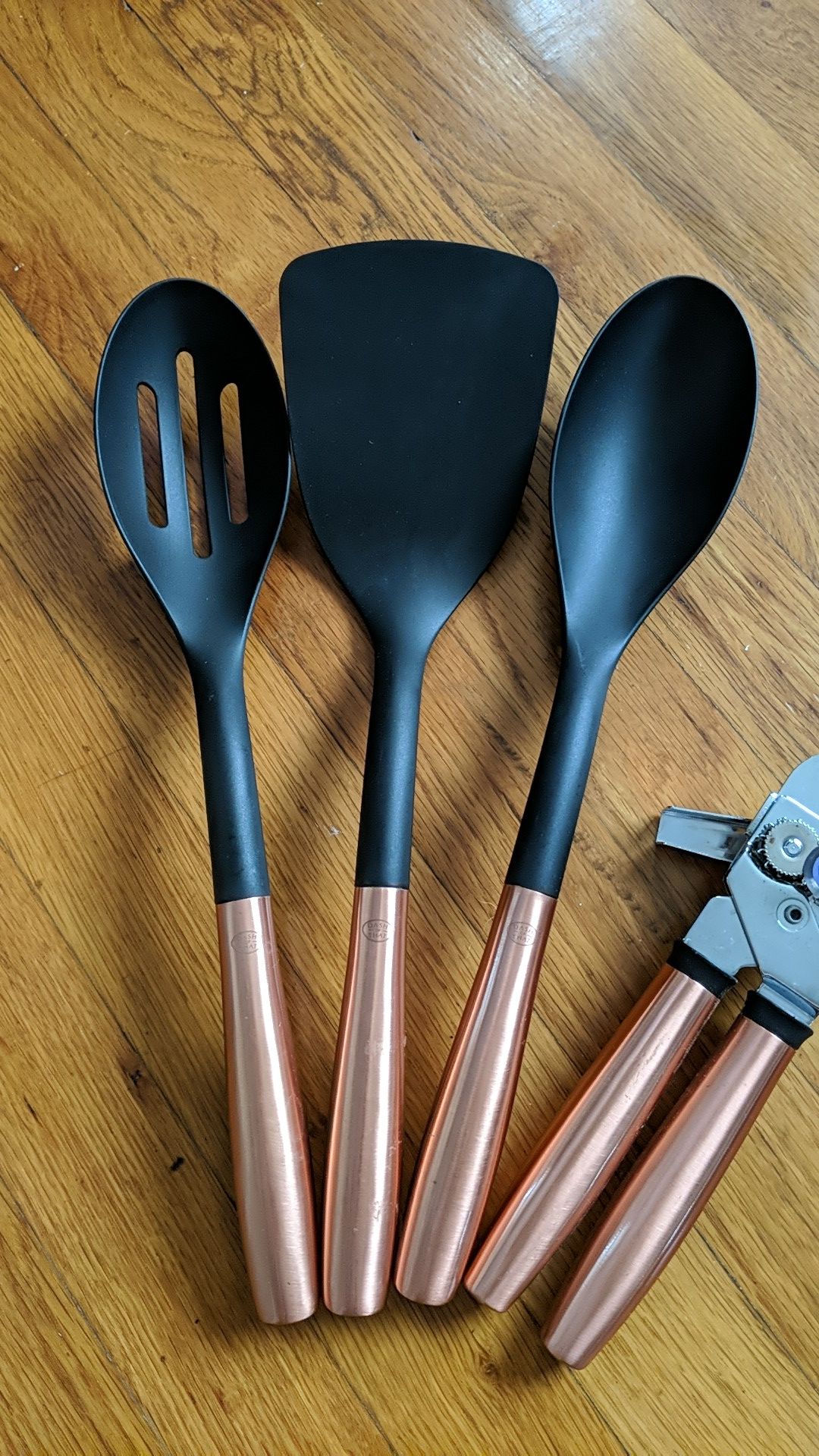 Copper handled kitchen utensils by Dash of That