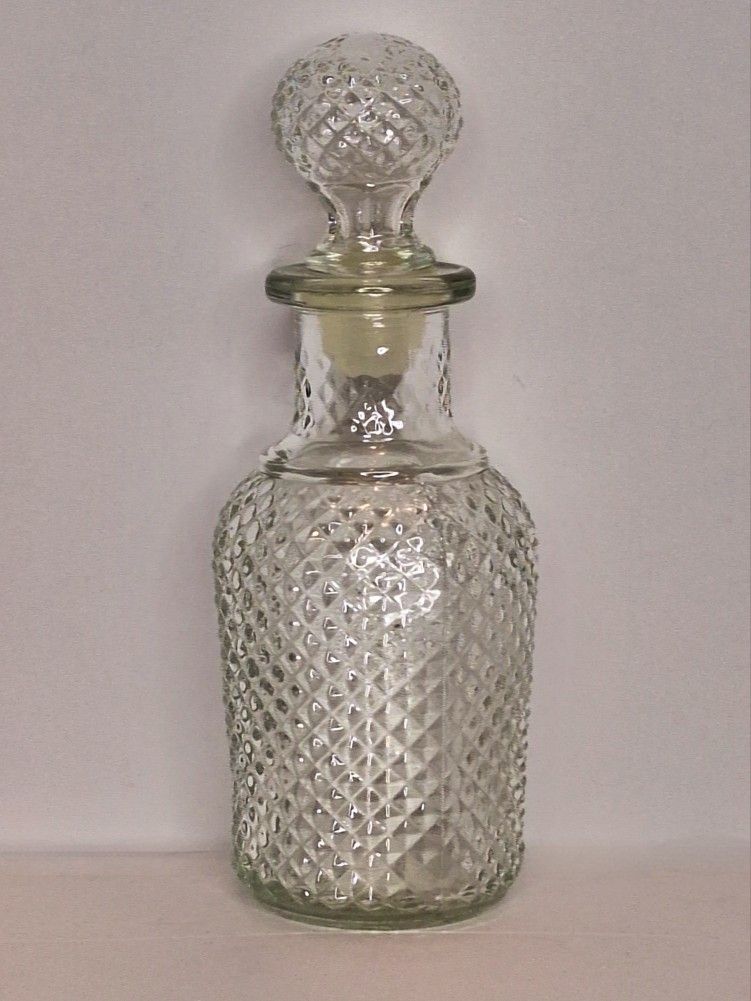 Vintage Avon Clear Glass Decanter with Diamond Cut Pattern