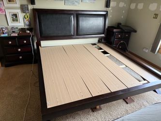 King Bed Frame with Upholstered Headboard