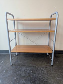 SOLD - Three-Tier Wood and Metal Shelving Unit