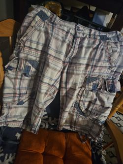 Jet Lag Organic Plaid Cargo Designer Shorts!!!
