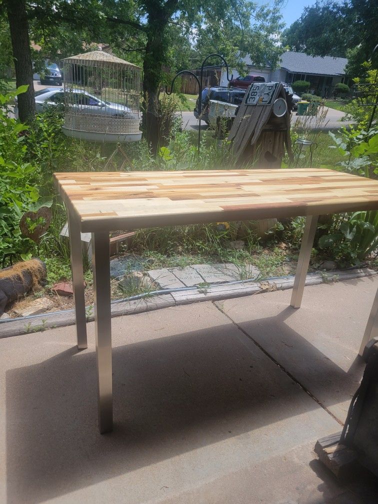 Hardwood butcher block table/desk.