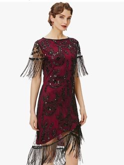 1920s Flapper Fringe Sequin Dress