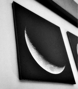Moon Phases Framed Wall Art (Black And White Lunar Triptych, 11.5” x 25.5”)