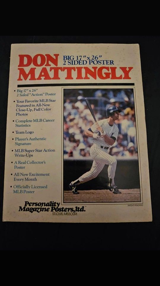 Don Mattingly Big Vintage Poster