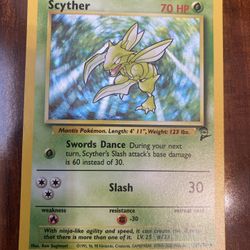Pokemon Scyther 17/130 Base Set 2 Holo Rare Vintage NM/M 🍃