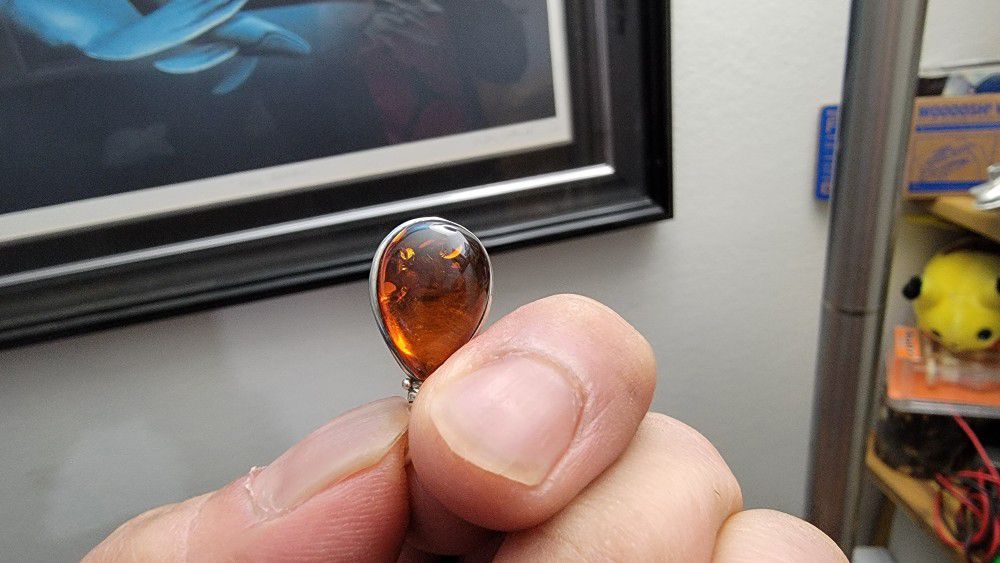 Vintage Amber and Silver 925 Pendant 