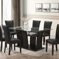 Black Dining Table + 6 Chair Set