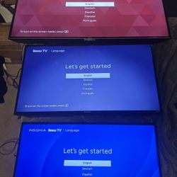 3 Roku Flatscreen smart TVs
