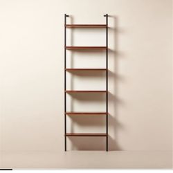 CB2 Walnut Wood Wall Mounted Bookshelf
