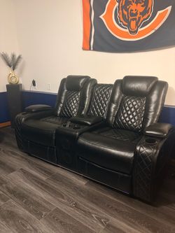 Black Leather Power Reclining Loveseat and couch