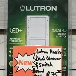 Lutron Maestro Dual Dimmer & Switch Brand New 