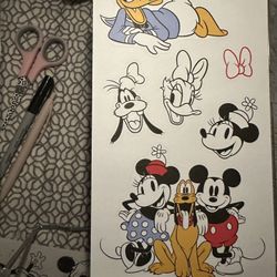 Disney Mickey Minnie Daisy Donald Duck Pluto Goofy  Diecut Paper Sheet of stickers Scrapbook  Arts & Crafts