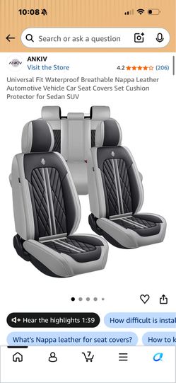RIALTO-ANKIV Universal Fit Nappa Leather Car Seat Covers Set for Sedan SUV