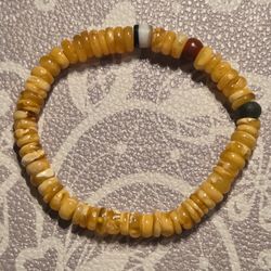 Antique Beads With Honey Amber Breacelat 
