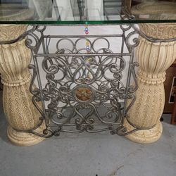 Glass Top Wrought Iron Wine Bar