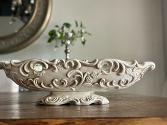 IMARCO Rococo White Floral Ceramic Centerpiece Bowl Italy 11in E-298
