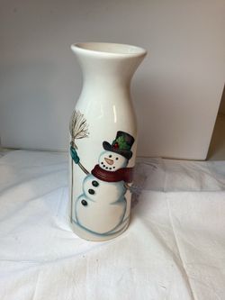 Vintage 8” Snowman Vase or Carafe