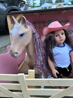 OG/American girl doll and large horse