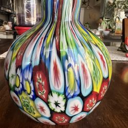 Vintage Millefiori Glass Bottle/Vase