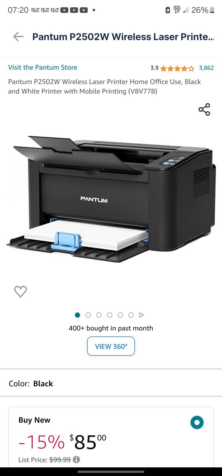P2500 Series Láser Printer with Extra Ink