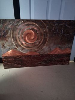 Vintage Dale Clark Signed Etched Copper Wall Panel (1980) – Mid-Century Modern Celestial Art