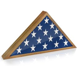 Americanflat Large Flag Box Display Case for Burial Flag - Fits a Folded 5' x 9.5' Flag Military Flag Display Case - Triangle Flag Holder with Wall Mo